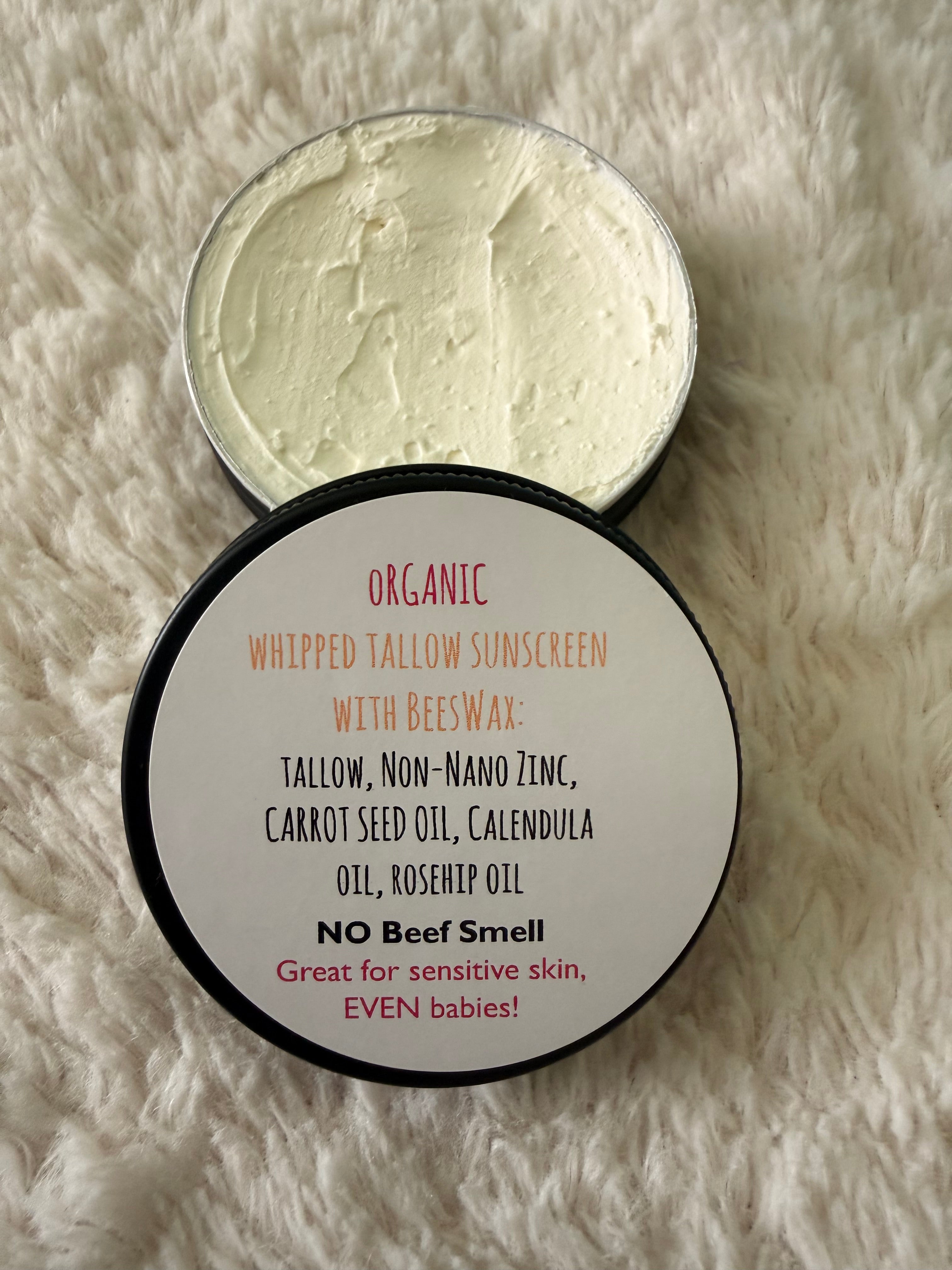 Organic Whipped Tallow Sunscreen with Beeswax